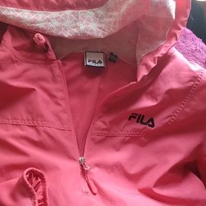 Pink Fila women's pullover windbreaker